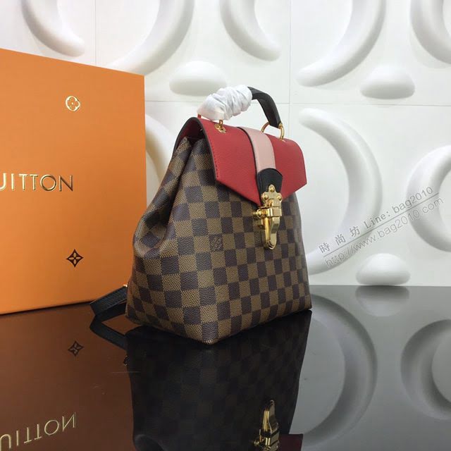 LV包包 2020專櫃新款 Clapton雙肩包 Damier格紋帆布搭配粒紋皮革 lv棋盤格女背包  ydh3555